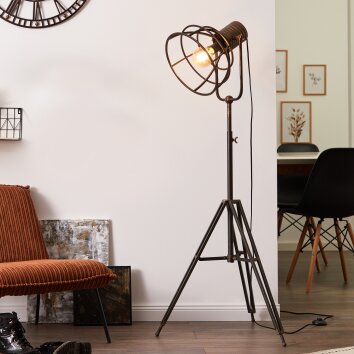 Brilliant Reece Staande lamp Koperkleurig, Zwart, 1-licht