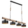 Globo RIELLY Hanger houtlook, Zwart, 4-lichts