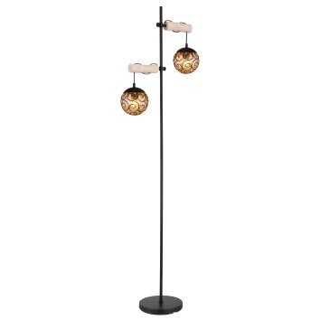 Globo MAXI Staande lamp Natuurlijke kleuren, Zwart, 2-lichts