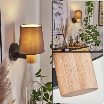 Atranco Muurlamp Natuurlijke kleuren, Zwart, 1-licht