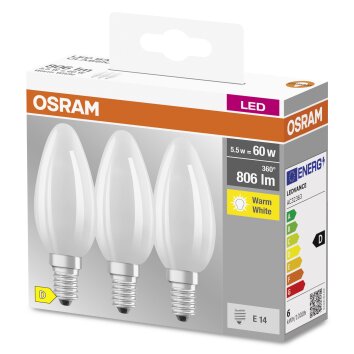 OSRAM CLASSIC B Set van 3 LED E14 5,5 Watt 2700 Kelvin 806 Lumen