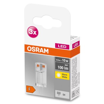 OSRAM LED BASE PIN Set van 3 G4 0,9 Watt 2700 Kelvin 100 Lumen