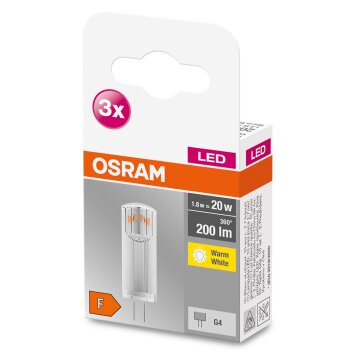 OSRAM LED BASE PIN Set van 3 G4 1,8 Watt 2700 Kelvin 200 Lumen