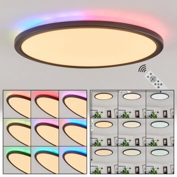 Hortinhas Plafondpaneel LED Zwart, 1-licht, Afstandsbediening, Kleurwisselaar