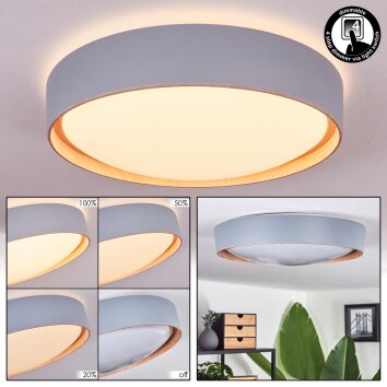 Louea Plafondlamp LED Bruin, Grijs, houtlook, 1-licht