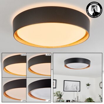 Louea Plafondlamp LED Bruin, houtlook, Zwart, 1-licht