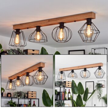 Aumal Plafondlamp houtlook, 4-lichts