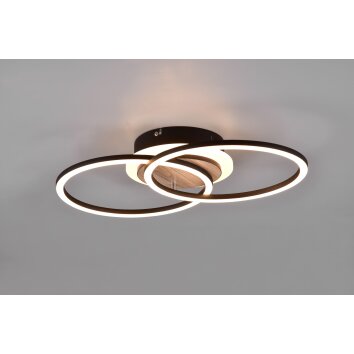 Reality Giro Plafondlamp LED houtlook, Zwart, 1-licht, Afstandsbediening