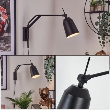 Sacriquier Muurlamp Zwart, 1-licht