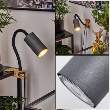 Javel Klemlamp Bruin, houtlook, Zwart, 1-licht