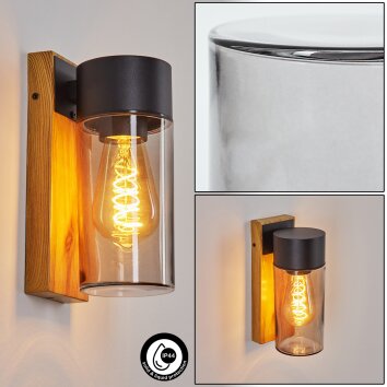 Tabary Buiten muurverlichting Bruin, houtlook, Zwart, 1-licht