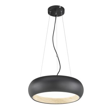 SCHÖNER WOHNEN-Kollektion Wood Hanglamp LED houtlook, Zwart, 1-licht