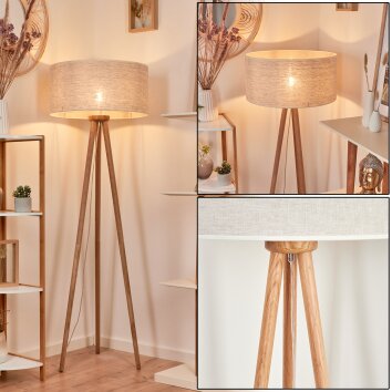 Saladillo Staande lamp Hout donker, Wit, 1-licht