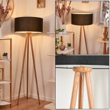 Saladillo Staande lamp Hout donker, Wit, 1-licht