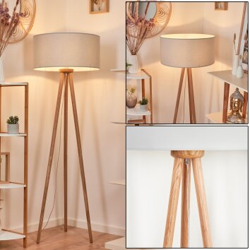 Saladillo Staande lamp Hout donker, Wit, 1-licht