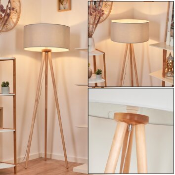 Saladillo Staande lamp Hout licht, Wit, 1-licht