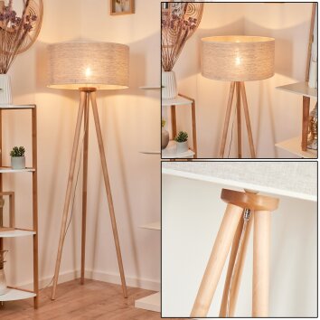 Saladillo Staande lamp Hout licht, Wit, 1-licht