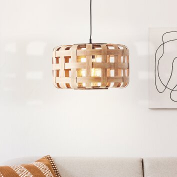 Brilliant Woodline Hanglamp Zwart, 1-licht