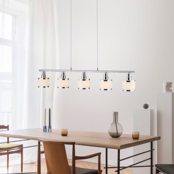 Leuchten-Direkt ACCOR Hanglamp Zilver, 5-lichts