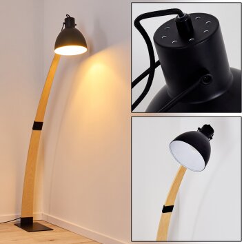 Higashi Staande lamp Hout licht, Zwart, 1-licht