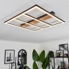 Nganbeto Plafondlamp LED houtlook, Zwart, 1-licht