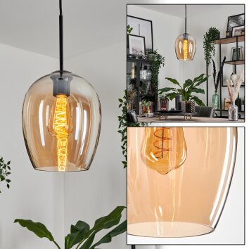 Vevino Hanger Glas 20cm Amber, 1-licht