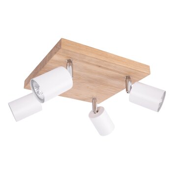 Nazca Plafondlamp Hout licht, 4-lichts