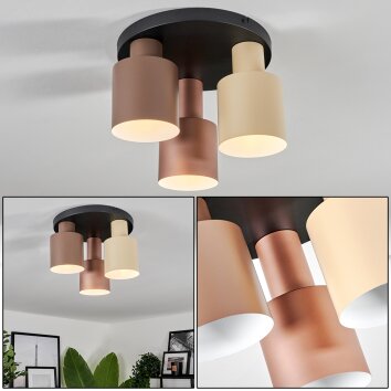 Fessade Plafondlamp Beige, Bruin, Brons, 3-lichts