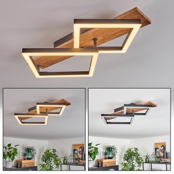 Cascada Plafondlamp Bruin, houtlook, Zwart, 1-licht