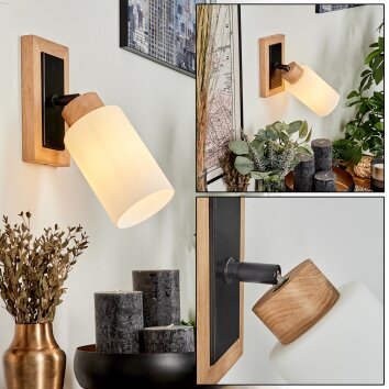 Represita Muurlamp Chroom, Natuurlijke kleuren, Zwart, 1-licht