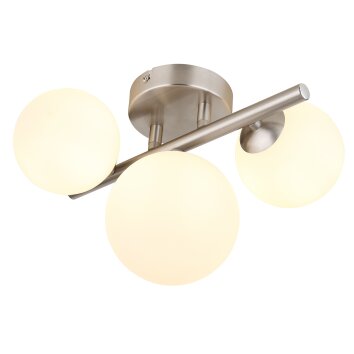 Globo RIHA Plafondlamp LED Nikkel mat, 3-lichts