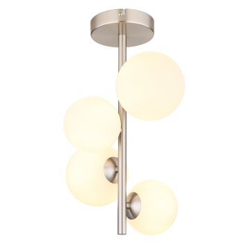 Globo RIHA Plafondlamp LED Nikkel mat, 4-lichts