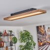 Longvic Plafondpaneel LED Bruin, houtlook, Zwart, 1-licht, Afstandsbediening