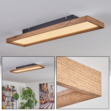 Longvic Plafondpaneel LED Bruin, houtlook, Zwart, 1-licht