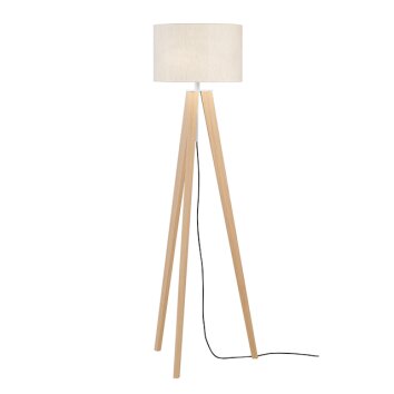 Fischer & Honsel SHINE-WOOD Staande lamp Bruin, Nikkel mat, 3-lichts