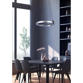 Trio Thompson Hanglamp LED Aluminium gebürstet, 1-licht, Afstandsbediening, Kleurwisselaar