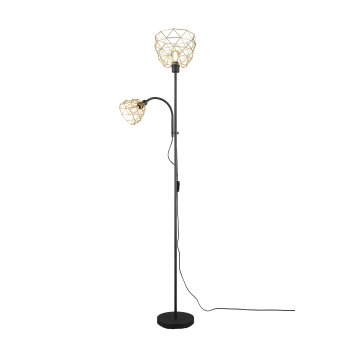 Reality HAVAL Staande lamp Zwart-Goud, 2-lichts