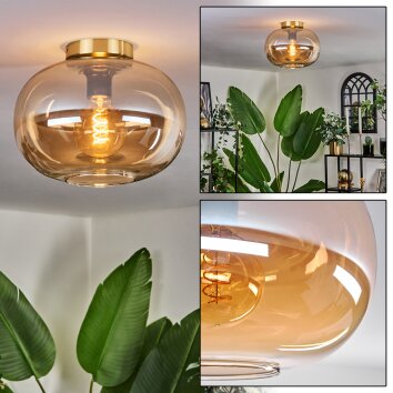 Apedo Plafondlamp - Glas 30 cm Goud, Zwart, 1-licht