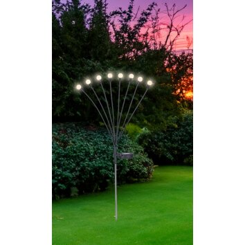 Globo SOLAR Padverlichting LED roestvrij staal, Zwart, 8-lichts