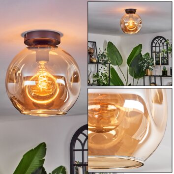 Ripoll Plafondlamp - Glas 25 cm Amber, 1-licht