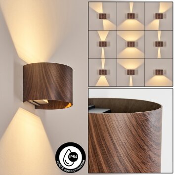 Tamarin Wandlamp voor buiten, Licht omhoog & omlaag, Wandlamp LED houtlook, Zwart, 1-licht