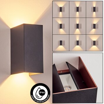 Hoods Wandlamp voor buiten, Licht omhoog & omlaag, Wandlamp LED Koperkleurig, Zwart, 1-licht