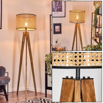 Ramila Staande lamp, Leeslamp Natuurlijke kleuren, Zwart, 1-licht