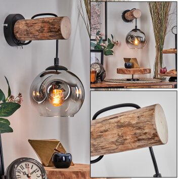 Ripoll Wandlamp Natuurlijke kleuren, Zwart, 1-licht