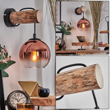 Koyoto Wandlamp Natuurlijke kleuren, Zwart, 1-licht