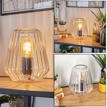 Telhais Tafellamp, Leeslamp Zwart, Transparant, Helder, 1-licht