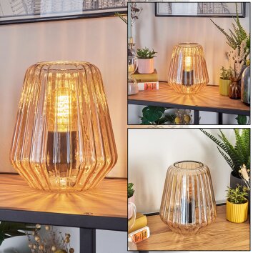 Telhais Tafellamp, Leeslamp Amber, Zwart, 1-licht