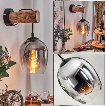 Vevino Wandlamp, Muurspot Natuurlijke kleuren, Zwart, 1-licht