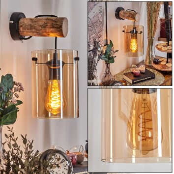 Parane Wandlamp, Muurspot Natuurlijke kleuren, Zwart, 1-licht