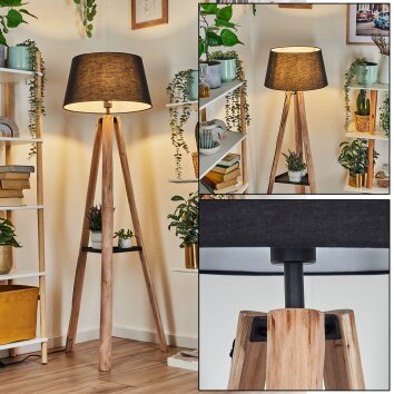 Bassagoda Staande lamp Natuurlijke kleuren, Zwart, 1-licht